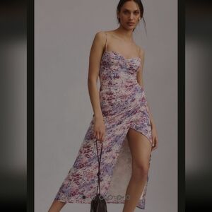 Reformation Kourtney purple motif midi dress